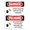 Signmission OSHA, Hand Hazard Watch Your Fingers Bilingual, 18in X 12in Rigid Plastic, 12" W, 18" L, Spanish OS-DS-P-1218-VS-1288 - alternate 1